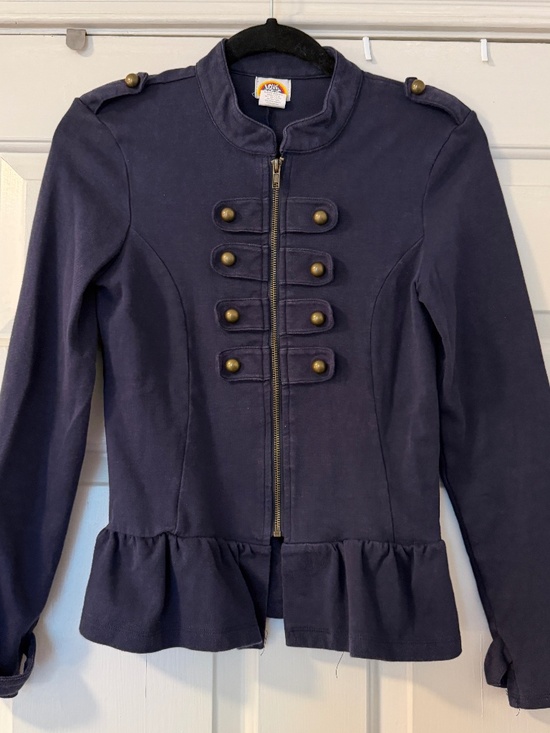 Love Rocks Jackets & Blazers - Love Rocks Military Style Peplum Jakcet Zip-Up Navy Blue Women's Medium Brass